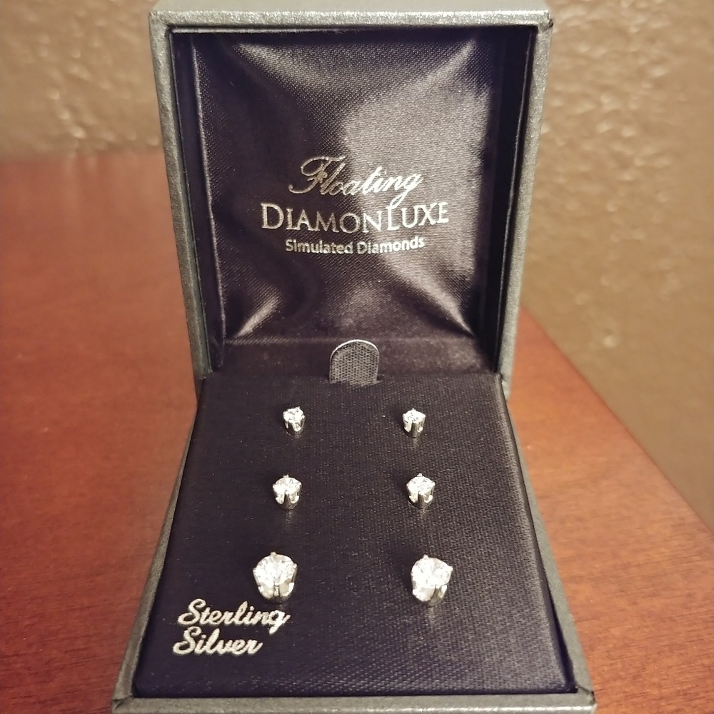 Simulated Diamond Earrings studs sterling silver